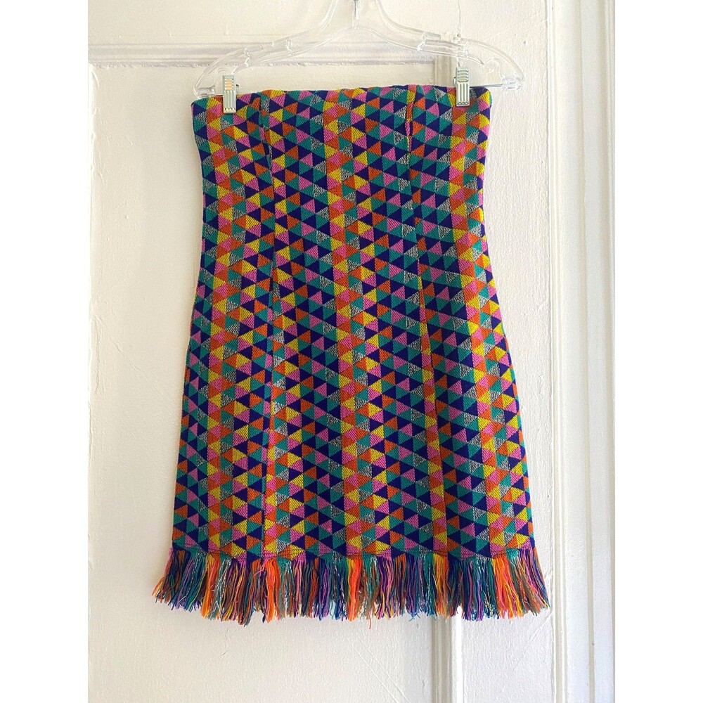 House of Harlow 1960 x Revolve Amelia Strapless Mini Dress Sz S Colorful Fringe - Picture 4 of 12